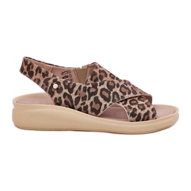 Zazoo 40392 Sandali in pelle Stampa leopardo marrone femminile beige