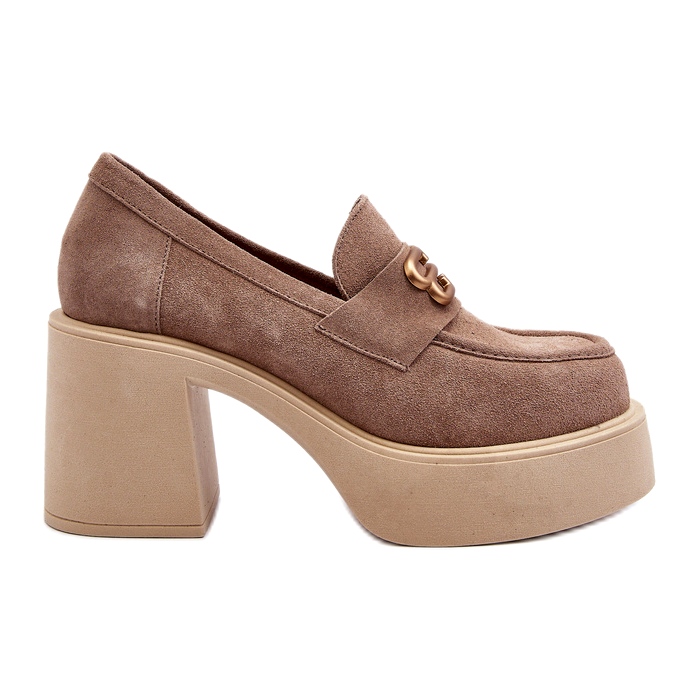 Zazoo 20170 Scarpe in pelle scamosciata su uno spesso post beige