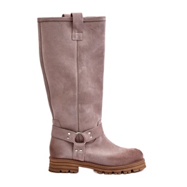 Stivali sopra il ginocchio da donna in pelle scamosciata Lewski 3615 Cappuccino