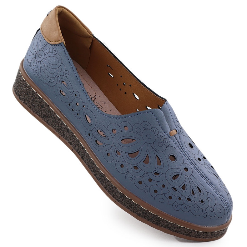 Scarpe in pelle da donna aperta su un evento blu blu navy 7007