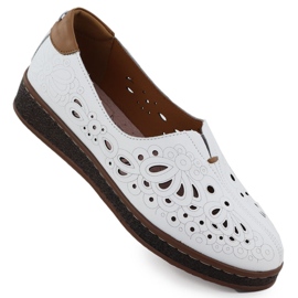 Scarpe in pelle da donna Openwork sull'elevazione del bianco Evento 7007 bianca