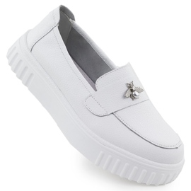 Scarpe in pelle da donna mocassini bianchi Vinceza 93204 bianca