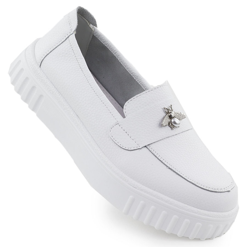 Scarpe in pelle da donna mocassini bianchi Vinceza 93204 bianca