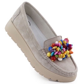 Mocassini in pelle su una piattaforma con beige beige filippo 6828
