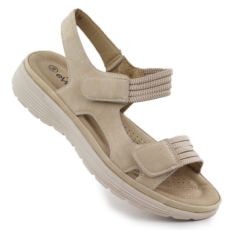 Sandali da donna sulla piattaforma comoda beige evento 8874