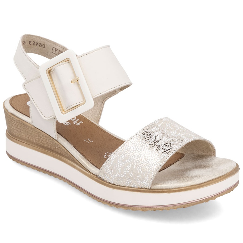 Sandali comodi in pelle per velcro, Remonte D6453-61 Velcro bianca