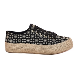 Sneaker femminile pattugliata sulla piattaforma con Lee Cooper LCW-25-08-3647L Black Braid nero