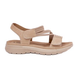Evento Comodi sandali con velcro da donna, beige