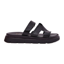 Pantofole in pelle naturale femminile sulla piattaforma Zazoo 40440 Black nero