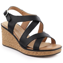 Sandali da donna con zeppe neri Sergio Leone SK223 nero