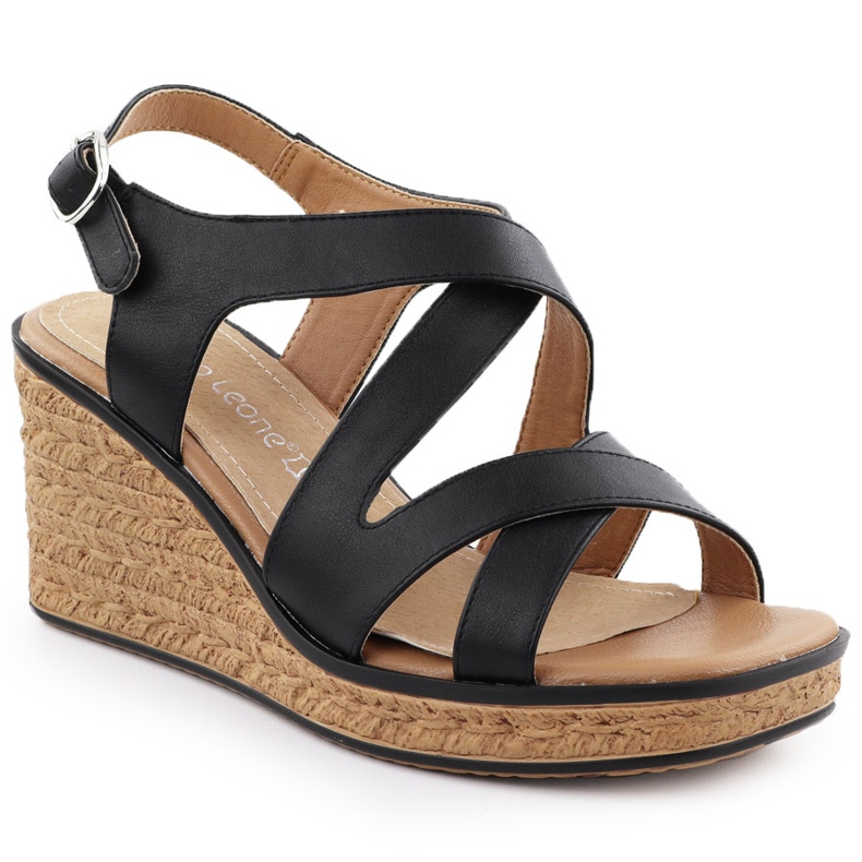 Sandali da donna con zeppe neri Sergio Leone SK223 nero