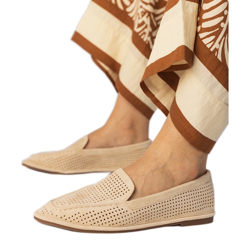 Mocassini openwork beige di ekozamszu