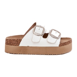 Piattaforma femminile Flip Flip con Lee Cooper LCW-25-35-3496L White Buckles bianca