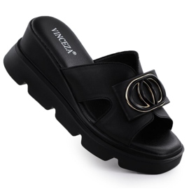 Le pantofole da donna con zeppe nera Vinceza 58464 nero