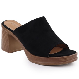 Flip di pelle scamosciata femminile sul Black Potocki Post 54309 nero