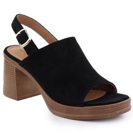 Sandali in pelle scamosciata femminile sul Black Potocki Post 54313 nero