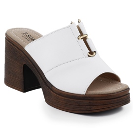 Flip in pelle femminile sul White Post T.Sokolski L25-13 bianco