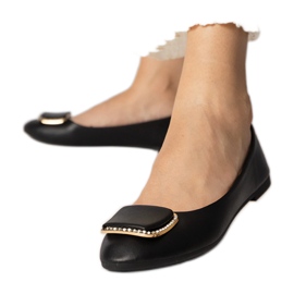 Ballerine femminili nere con zirconi nero