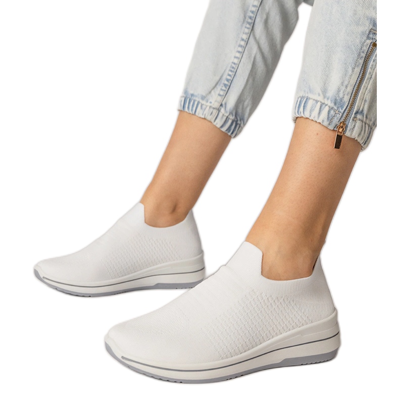 Sneaker sportive slip-on bianche bianca
