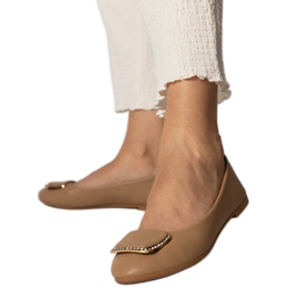 Ballerine femminili marroni con zirconi marrone