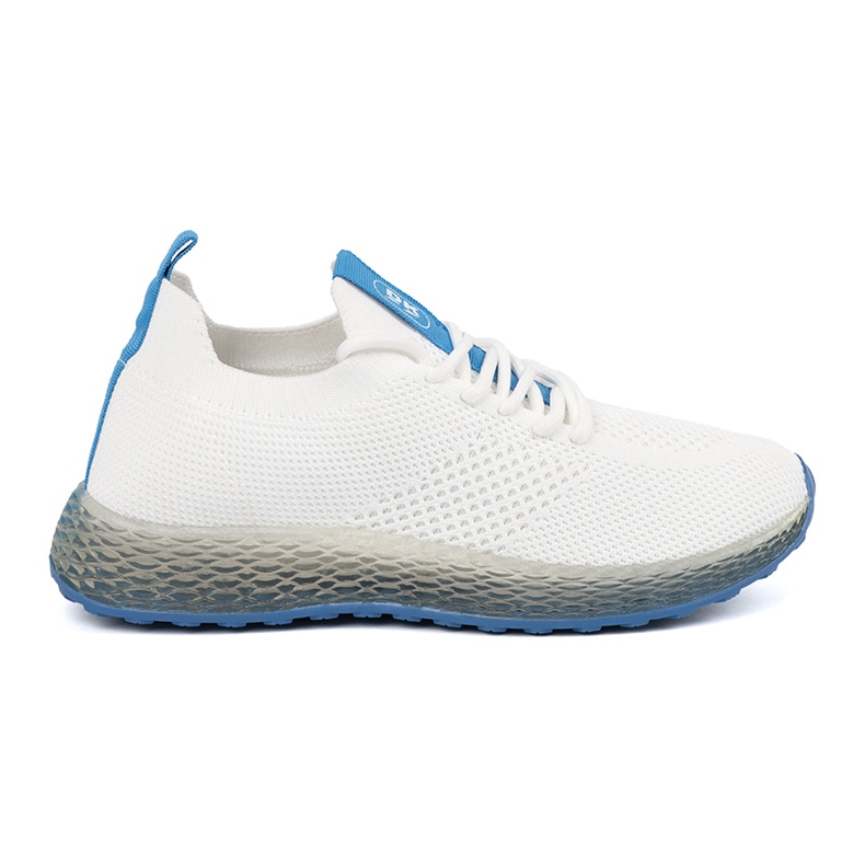 Scarpe sportive bianche con una suola blu bianca