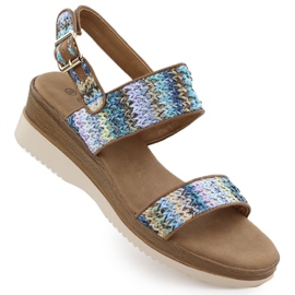 Sandali femminili per cuneo blu potocki intreccia 45302