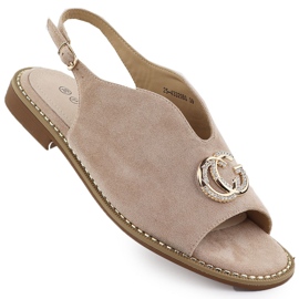 Sandali femminili costruiti con decorazione beige 43329 potocki