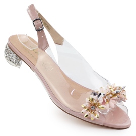 S.Barski Teli alti delle donne trasparenti con zirconi D&amp;A rosa di S. Barski MR51-709