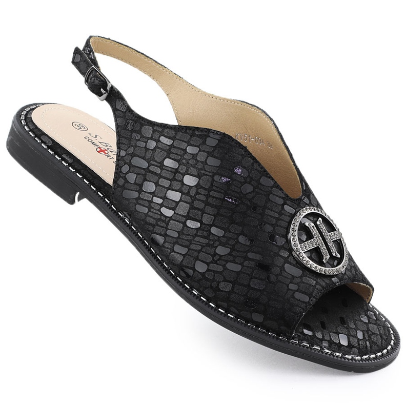 S.Barski Sandali in pelle da donna Czarne S. Barski KV51-094 nero