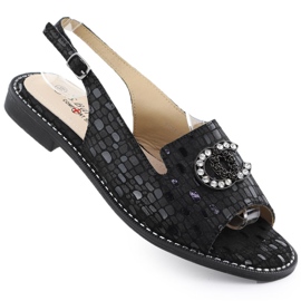 Sandali in pelle femminile nero s.barski kv51-096