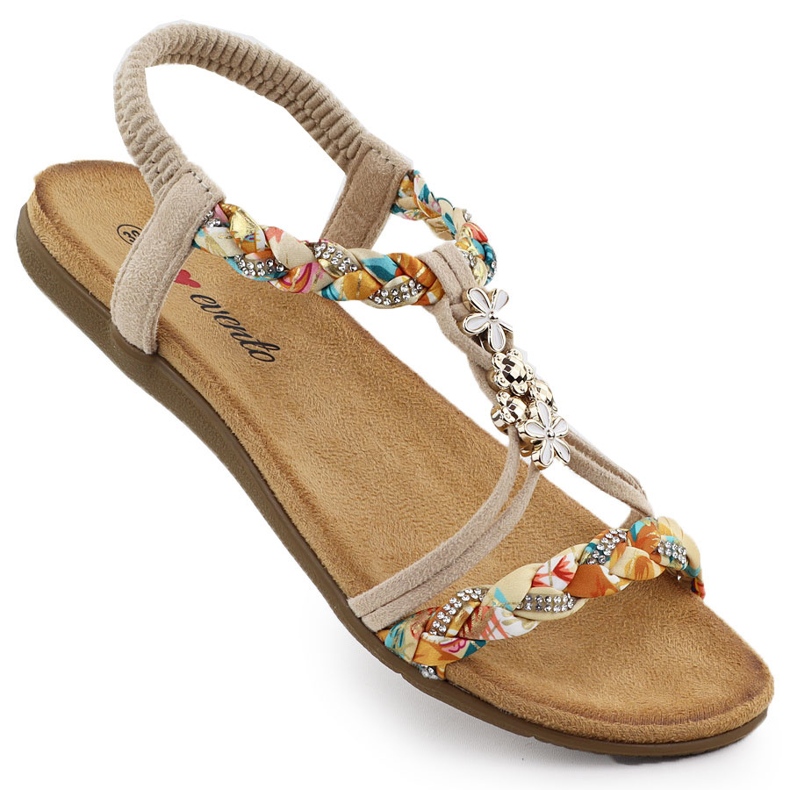 Sandali femminili scivolati beige evento 8309