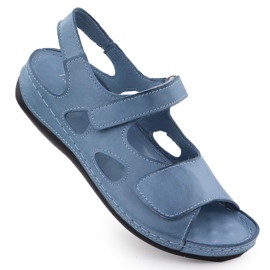 Sandali in pelle femminile per velcro blu T.Sokolski L25-158