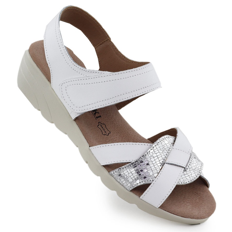 Sandali in pelle da donna per zeppe bianche T.Sokolski L25-631 bianca
