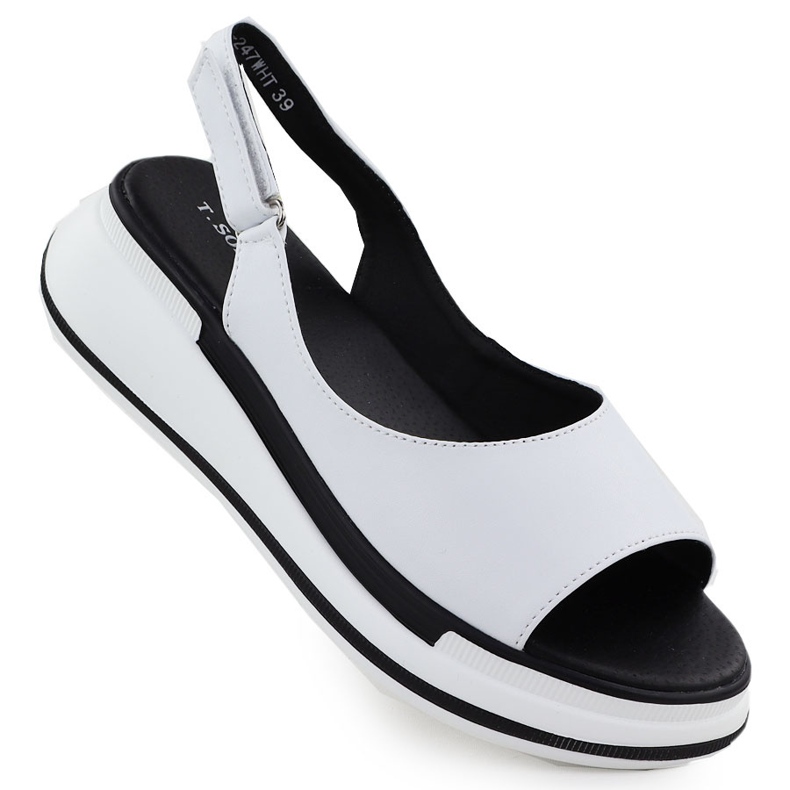 Sandali in pelle da donna per zeppe bianche T.Sokolski L25-247 bianca