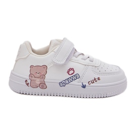 Sneaker per bambini in velcro con un orsacchiotto bianco