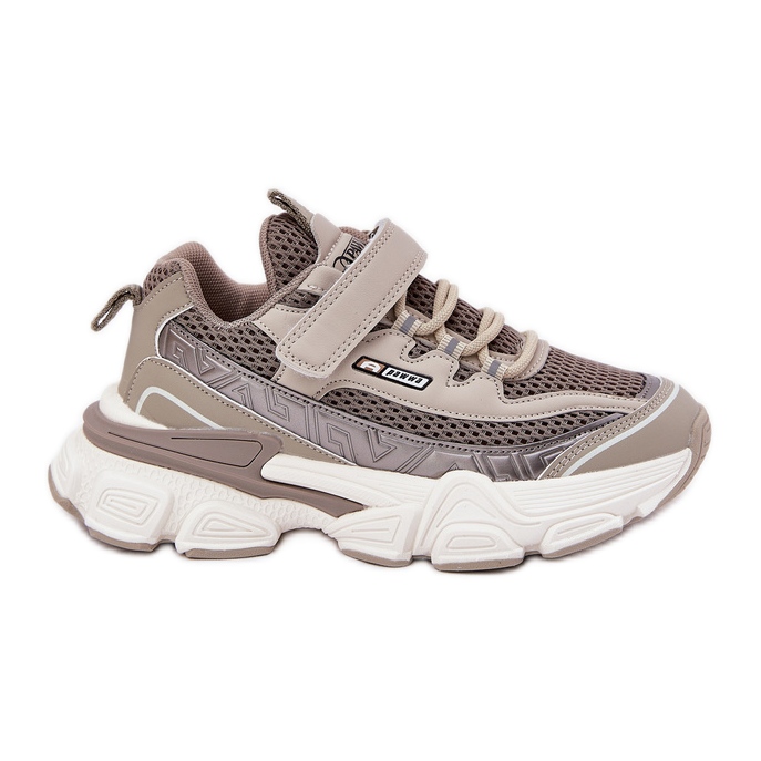 Scarpe sportive con sneaker per kaki velcro beige
