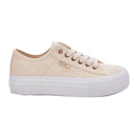Sneaker femminili con beige di pizzo Lee Cooper LCW-25-31-3440L