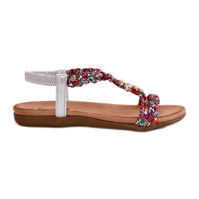 Sandali da donna piatta con strisce intrecciate e spille artiker 54c1322 multikolor multicolore