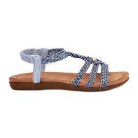 Sandali piatti femminili con artiker intrecciato 56C1325 Blue Stripes