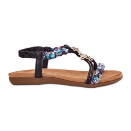 Sandali da donna piatta con strisce intrecciate e spille artiker 54c1331 nero
