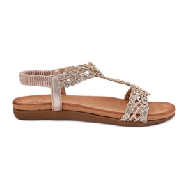 Sandali da donna piatta con un artiker in pizzo 56C1281 PLN d'oro