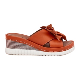 Spicchi di pelle da donna con artiker floreale decorativo 52c0505 arancione arancia