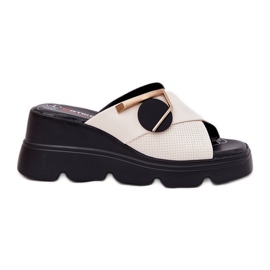 ARTIKER Eleganti cunei da donna in pelle con antica decorazione artker 56c1585 beige