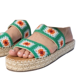Pantofole di espadrille verdi ricamate verde