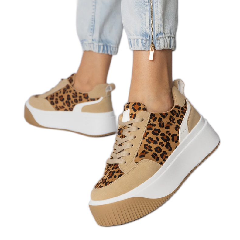 Sneaker leopardate da donna da Ekozamszu marrone