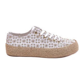 Sneaker femminile pattugliata sulla piattaforma con Lee Cooper LCW-25-08-3648L bianco e oro bianca