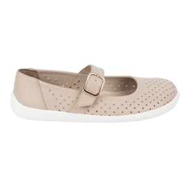 Barefoot Women's Ballerinas Olivier 1770Pol in pelle con fibbia beige