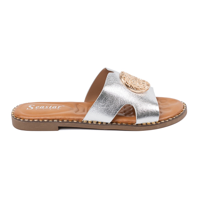 Seastar Infradito d'argento con una decorazione dorata