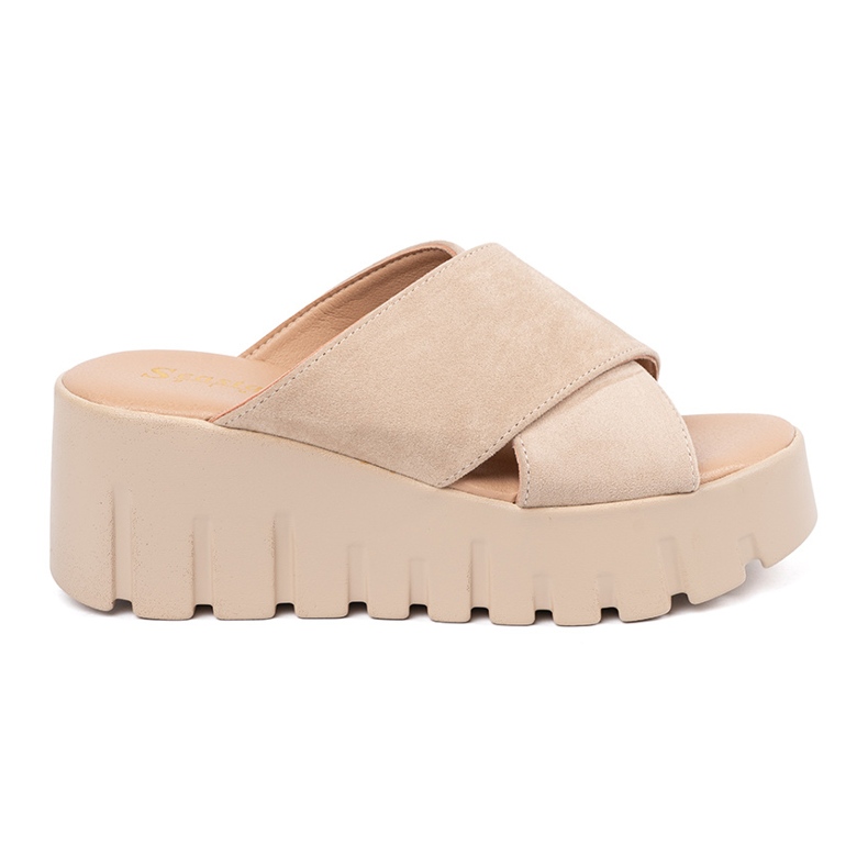 Seastar Sandali con zeppa da donna in camoscio beige