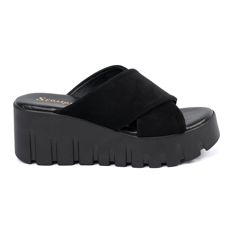 Seastar Sandali con zeppa da donna in camoscio nero